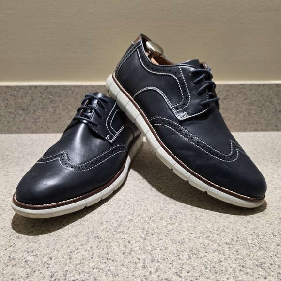 Johnston & Murphy 20-8369 Holden Navy Leather Oxfords - Picture 1 of 8